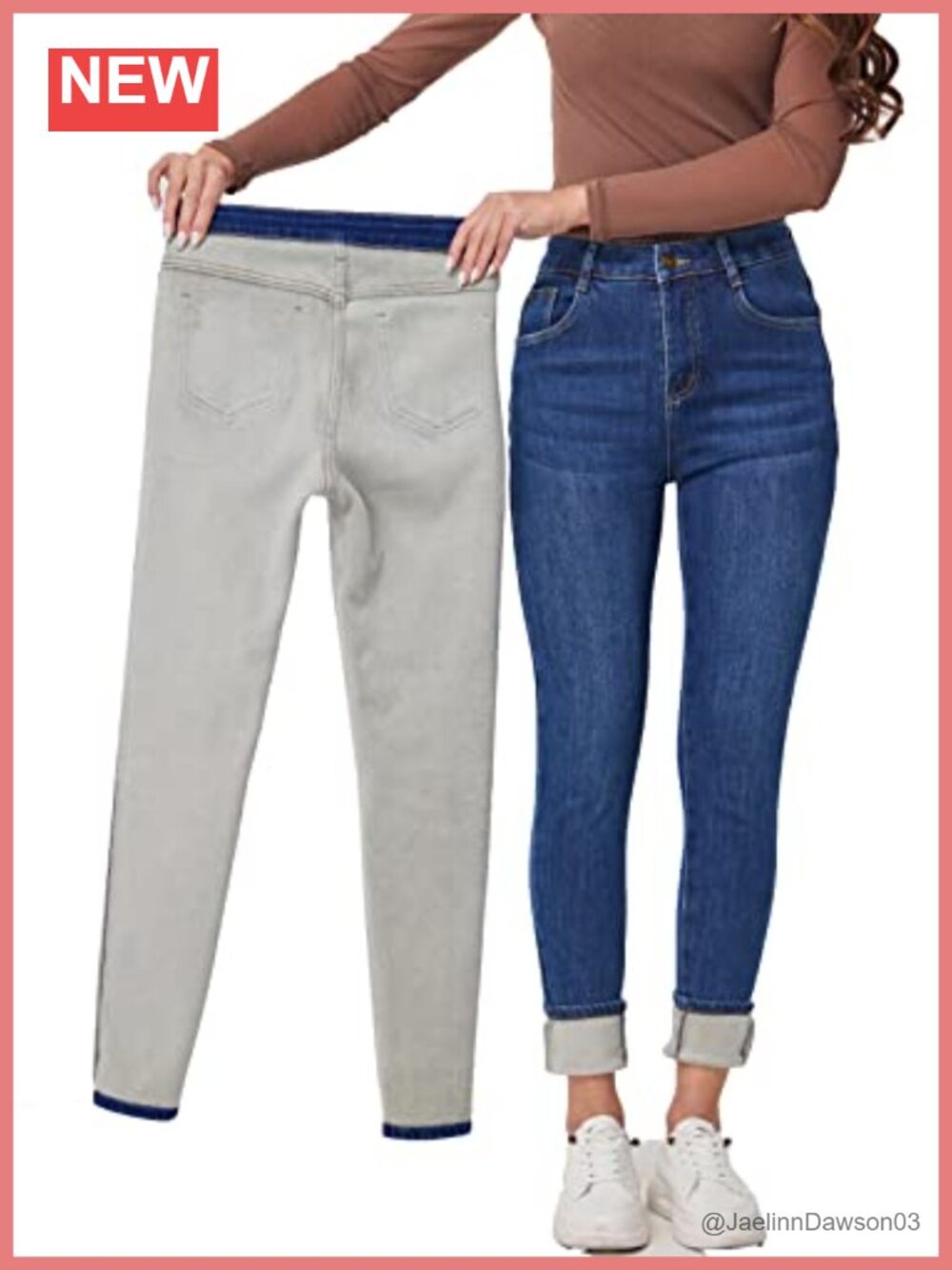 Women's Fleece Lined Skinny Jeans Thermal Warm High Rise Jeggings Winter